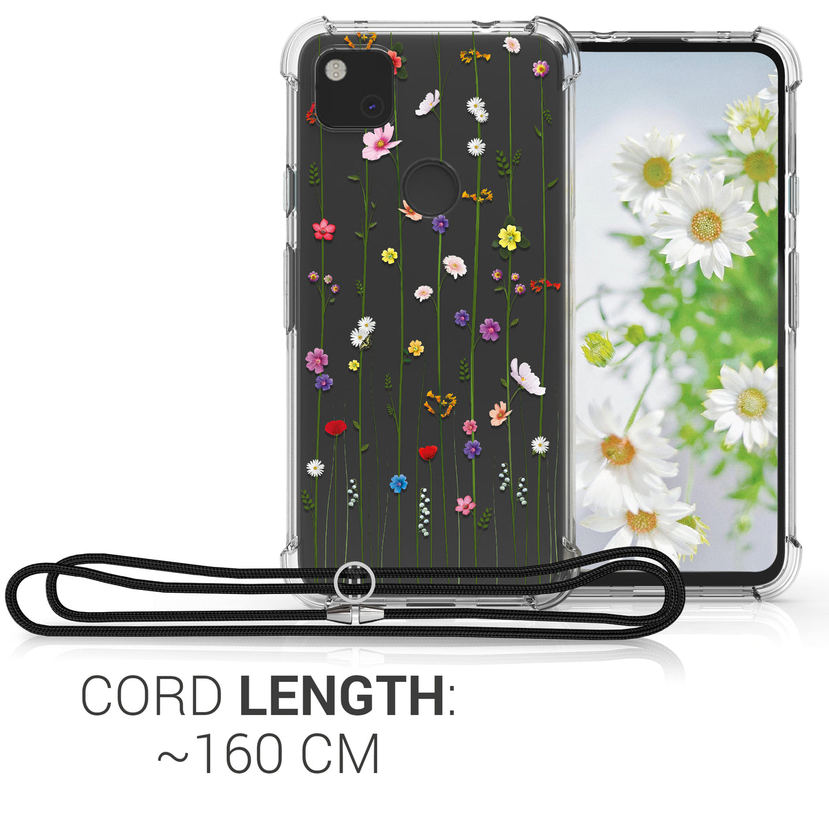 Google Pixel 4a Silicone Necklace Phone Case Wild Flowers