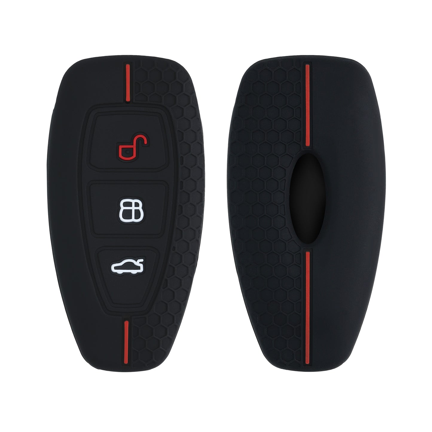 kwmobile Schlüsselhülle für Ford 3-Tasten Autoschlüssel Keyless Go Hülle - Autoschlüssel Schlüssel Hülle aus Silikon - Schlüsseletui in Schwarz Rot Schwarz  [dsg01]