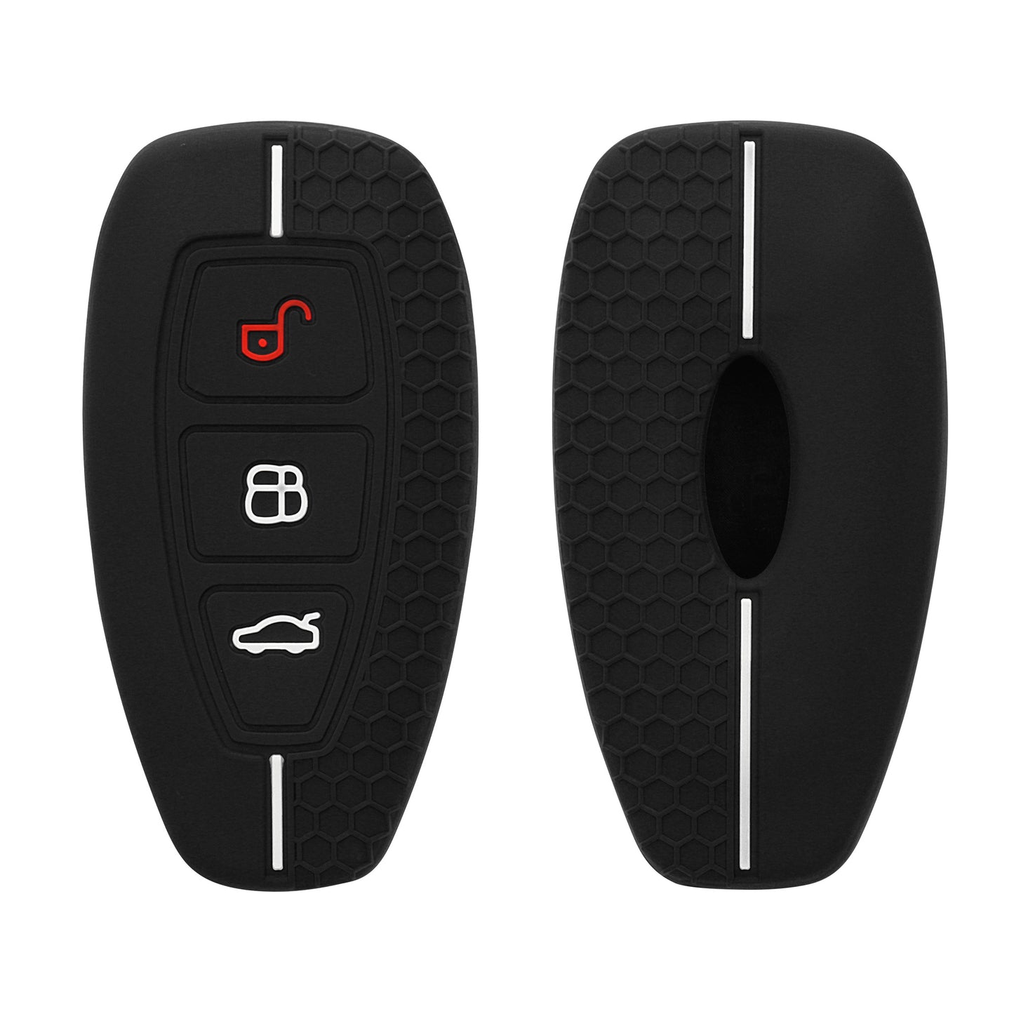 kwmobile Schlüsselhülle für Ford 3-Tasten Autoschlüssel Keyless Go Hülle - Autoschlüssel Schlüssel Hülle aus Silikon - Schlüsseletui in Schwarz Grau Schwarz  [dsg05]