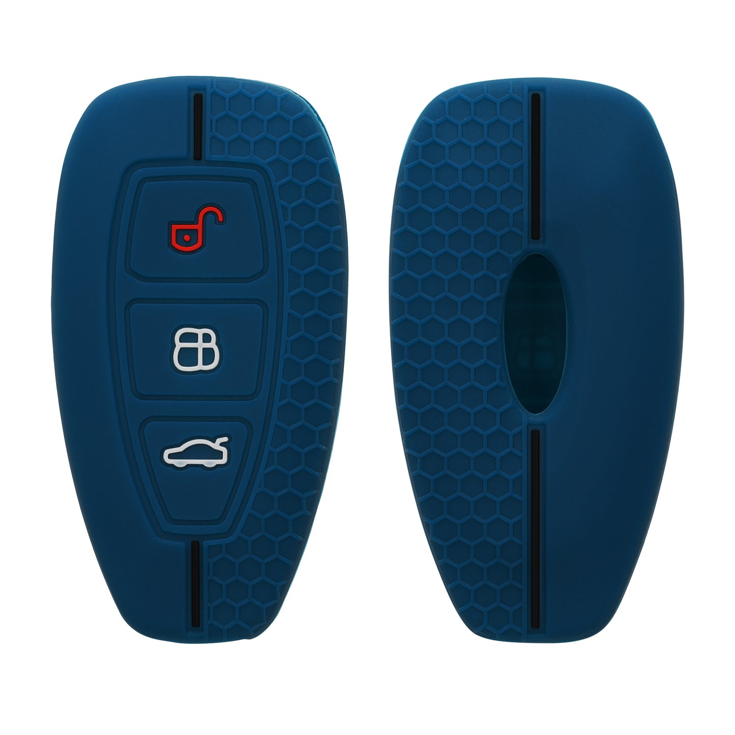 kwmobile Schlüsselhülle für Ford 3-Tasten Autoschlüssel Keyless Go Hülle - Autoschlüssel Schlüssel Hülle aus Silikon - Schlüsseletui in Dunkelblau Schwarz Dunkelblau  [dsg10]