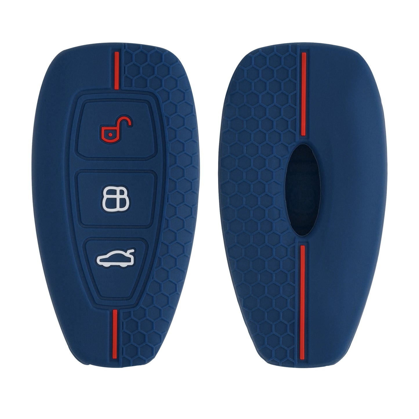 kwmobile Schlüsselhülle für Ford 3-Tasten Autoschlüssel Keyless Go Hülle - Autoschlüssel Schlüssel Hülle aus Silikon - Schlüsseletui in Dunkelblau Rot Dunkelblau  [dsg12]
