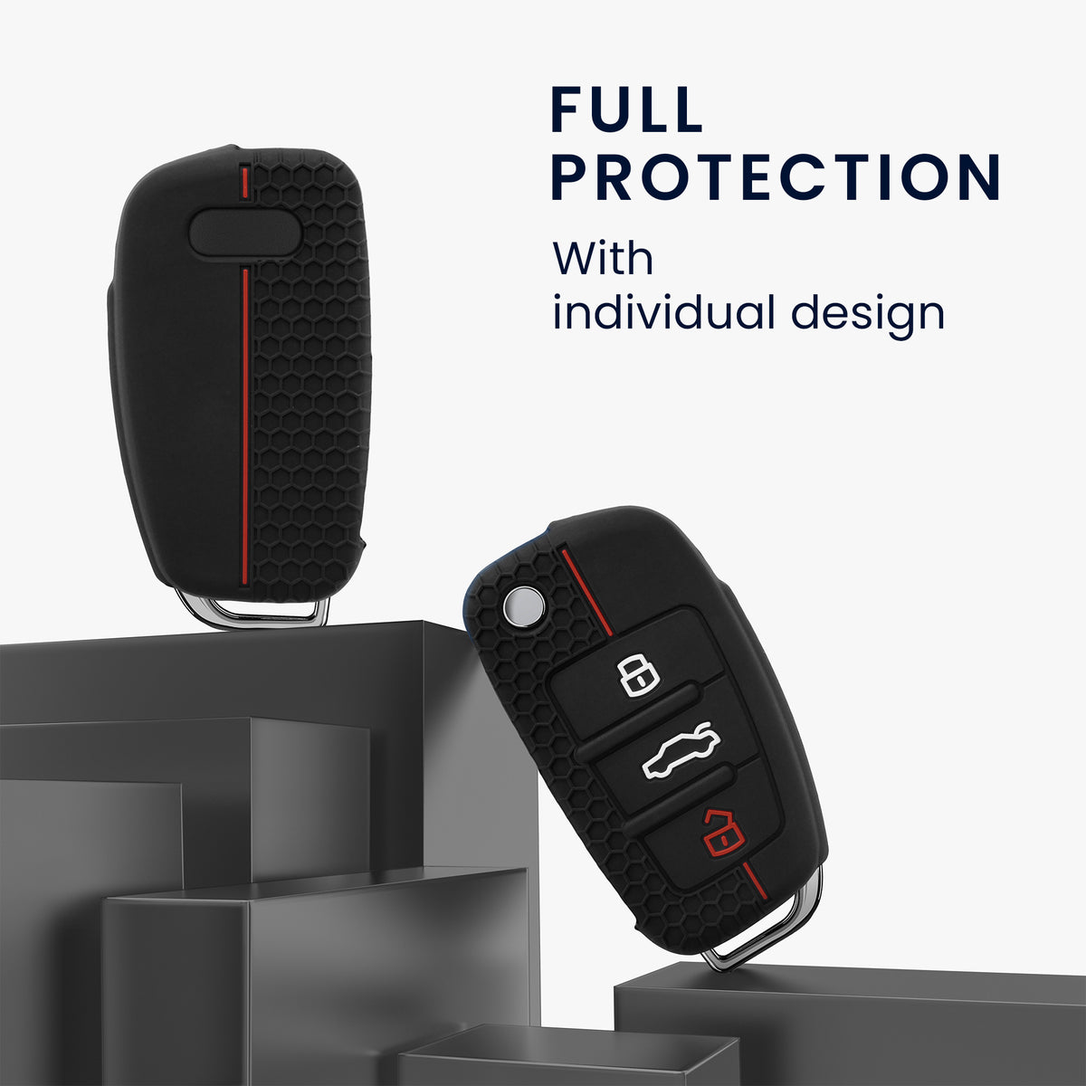 Audi 3-Button Flip Key Car Key Cover Honeycomb