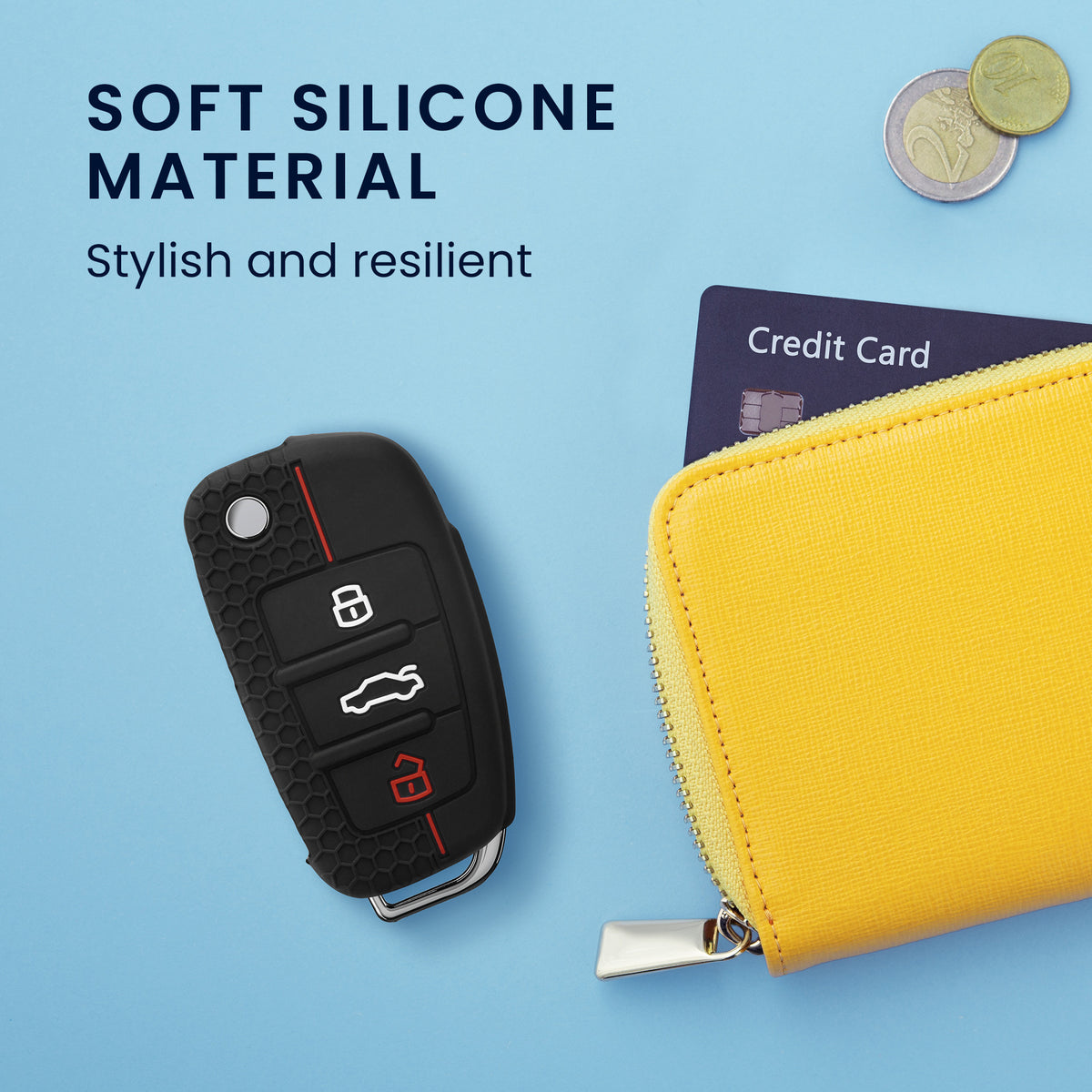 Audi 3-Button Flip Key Car Key Cover Honeycomb