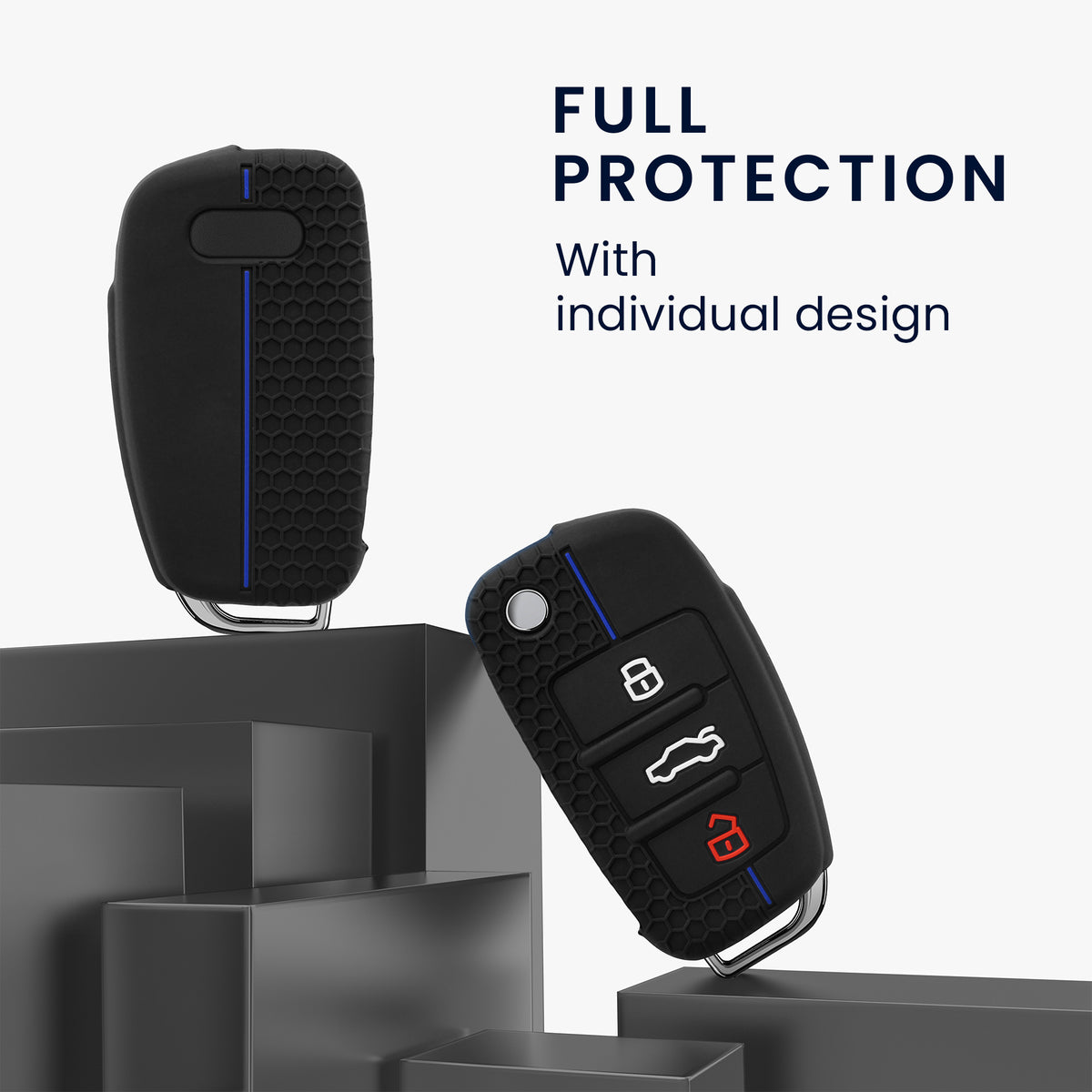Audi 3-Button Flip Key Car Key Cover Honeycomb