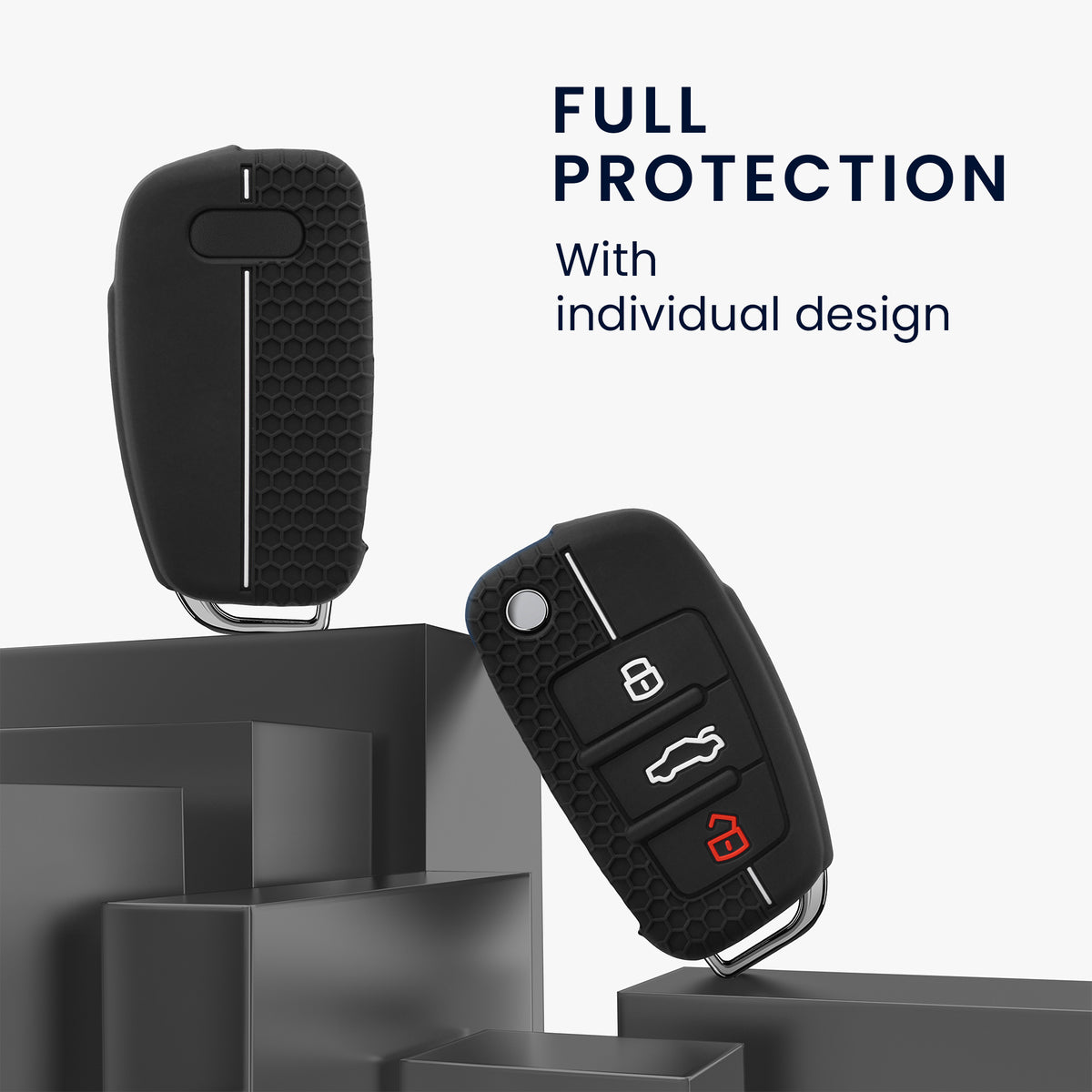 Audi 3-Button Flip Key Car Key Cover Honeycomb