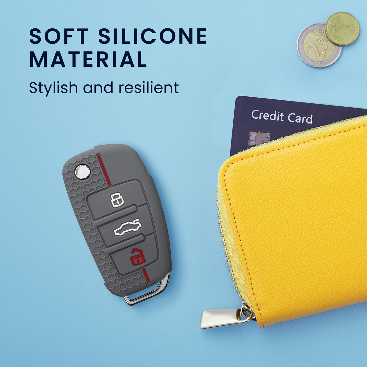 Audi 3-Button Flip Key Car Key Cover Honeycomb