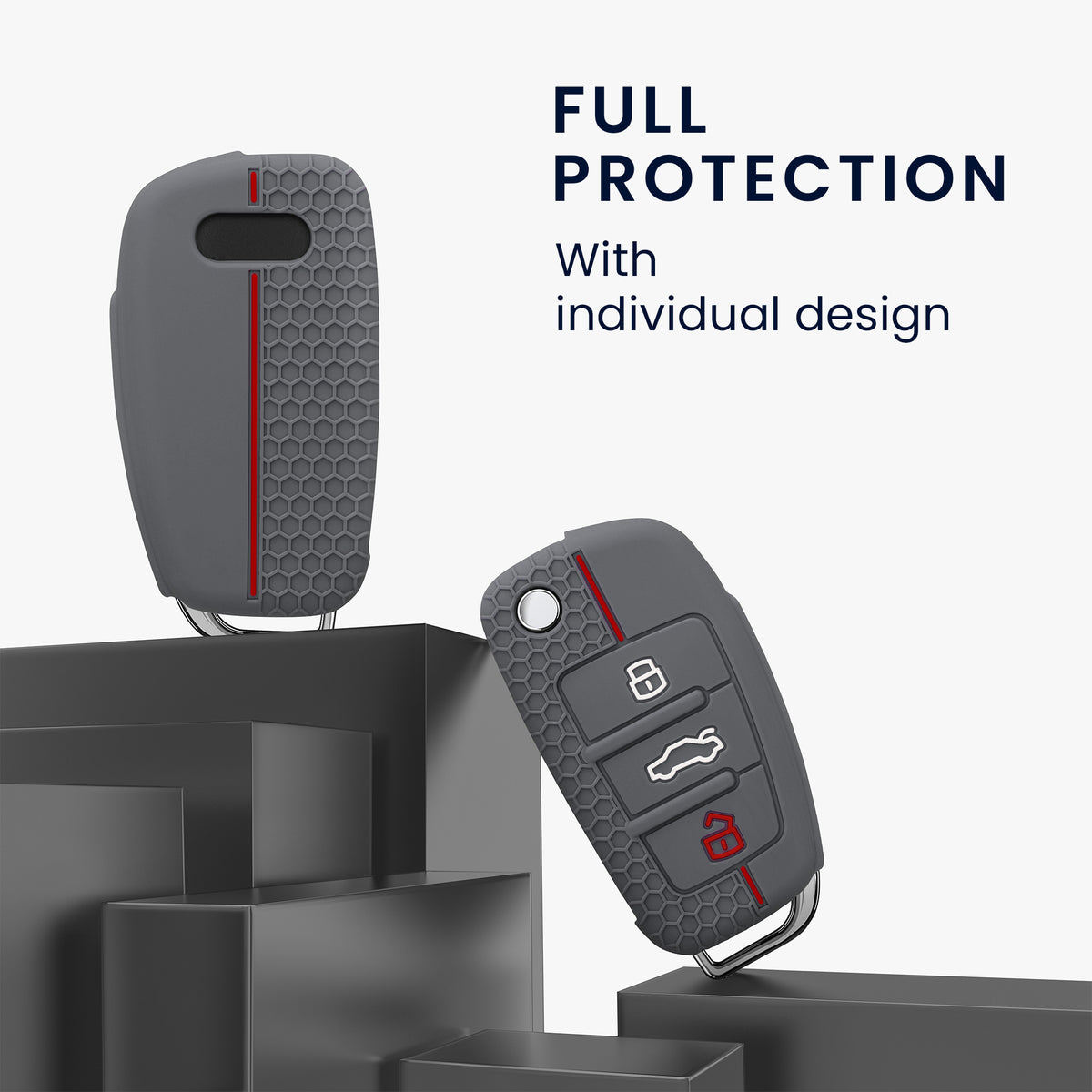 Audi 3-Button Flip Key Car Key Cover Honeycomb