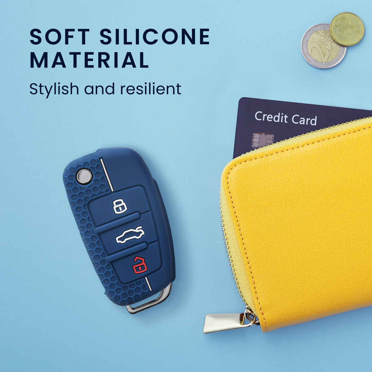 Audi 3-Button Flip Key Car Key Cover Honeycomb