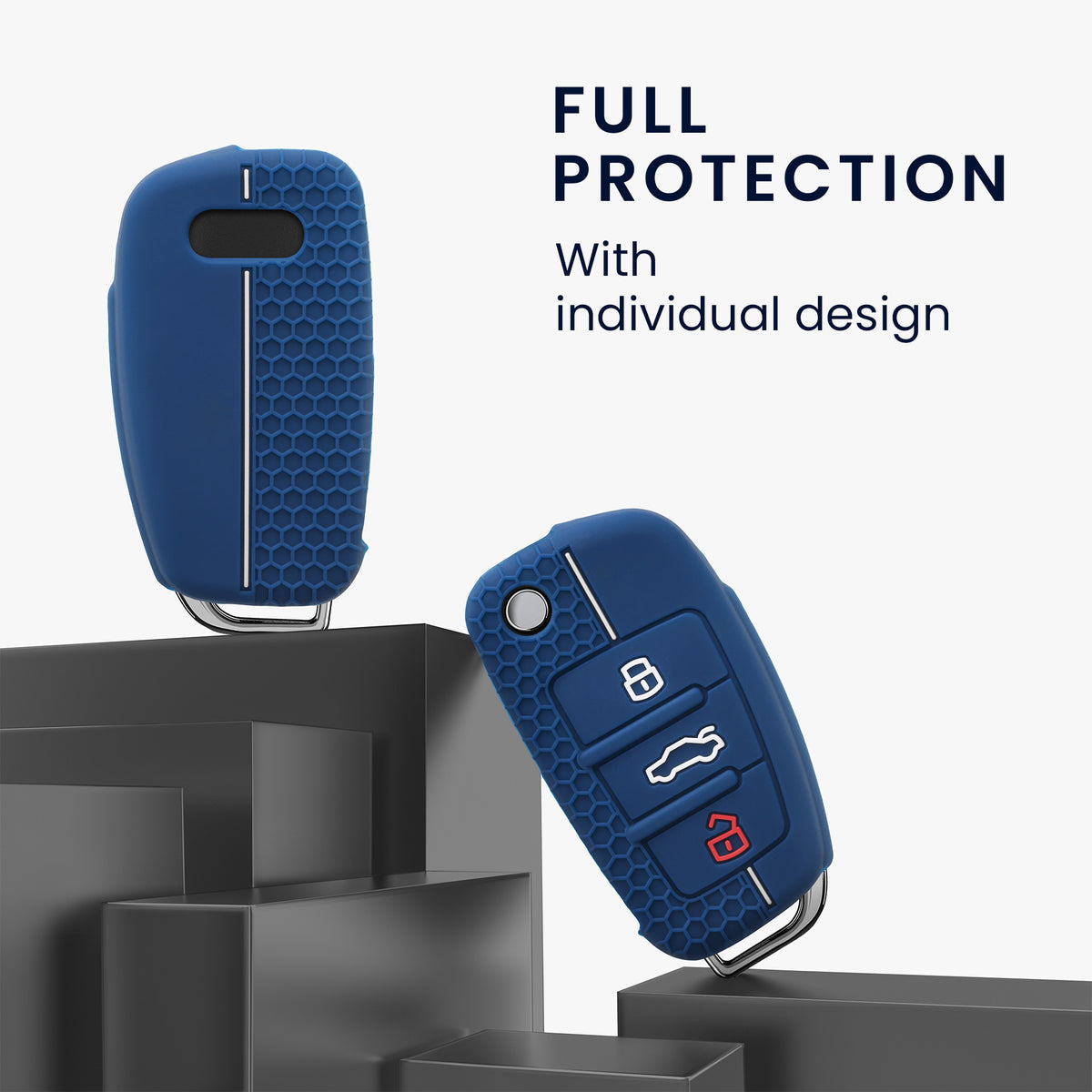 Audi 3-Button Flip Key Car Key Cover Honeycomb