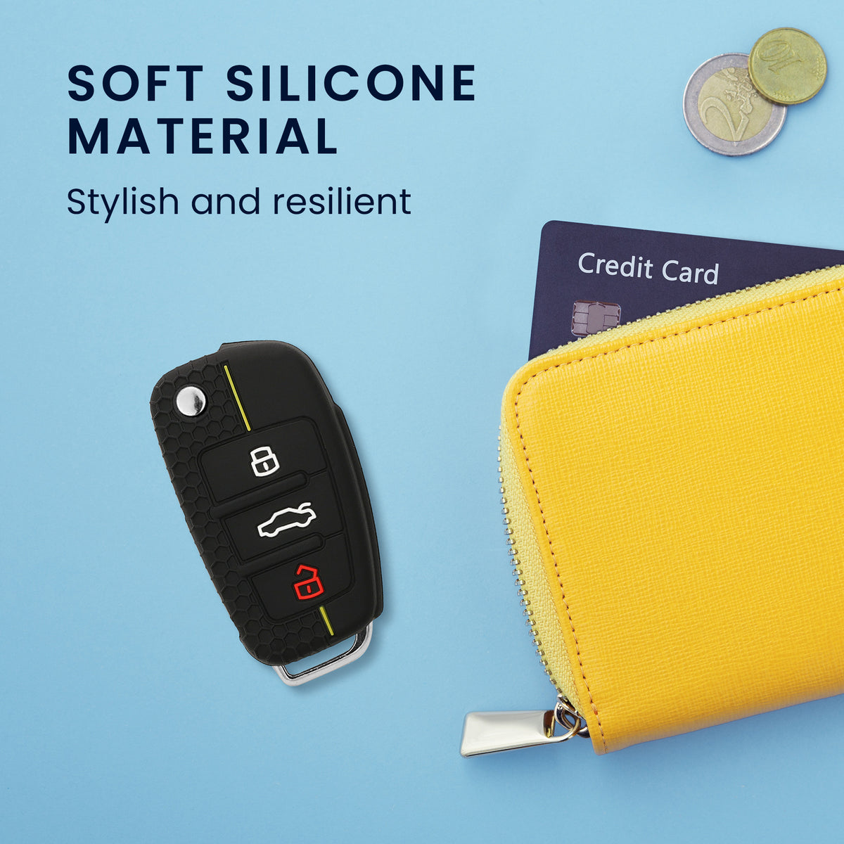 Audi 3-Button Flip Key Car Key Cover Honeycomb