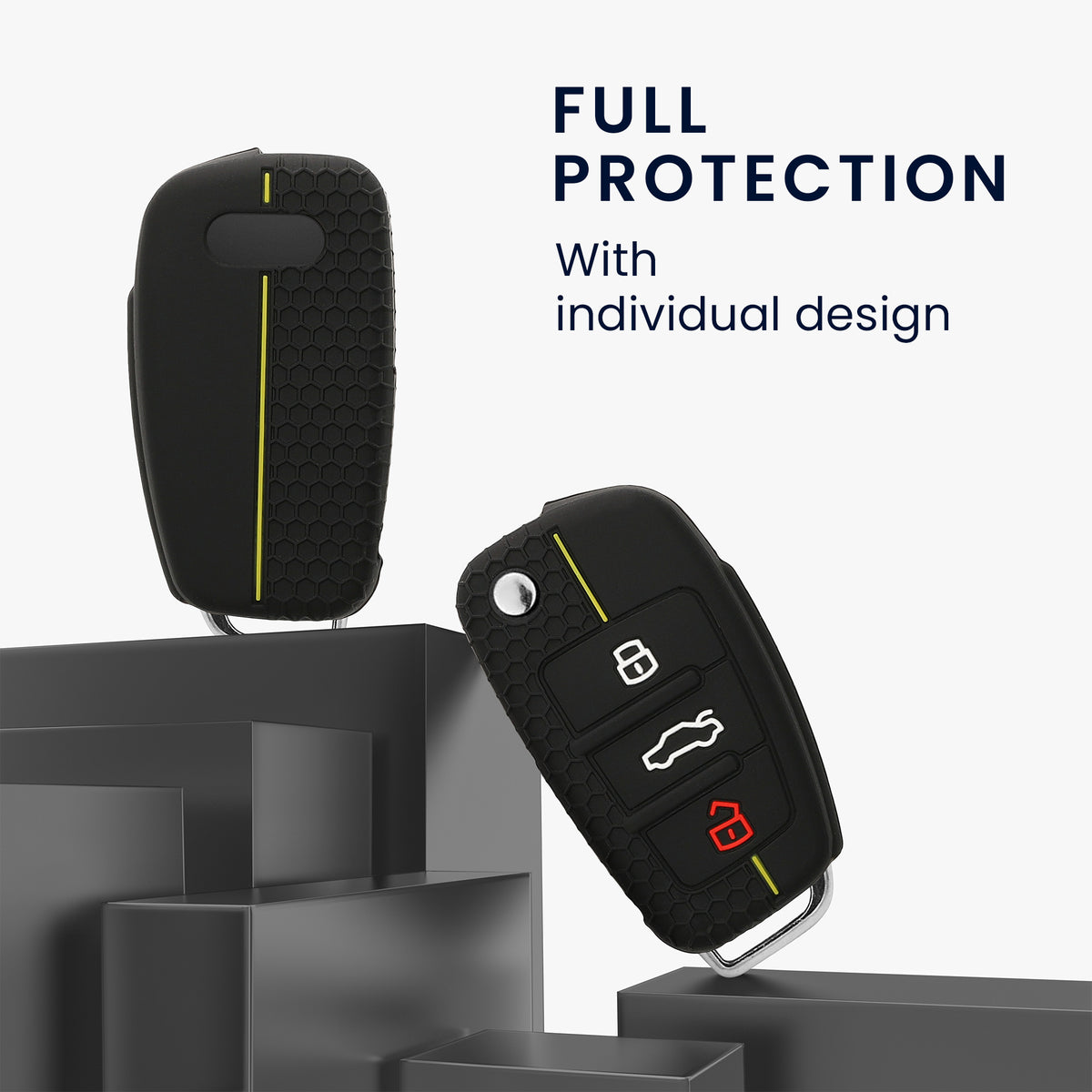 Audi 3-Button Flip Key Car Key Cover Honeycomb