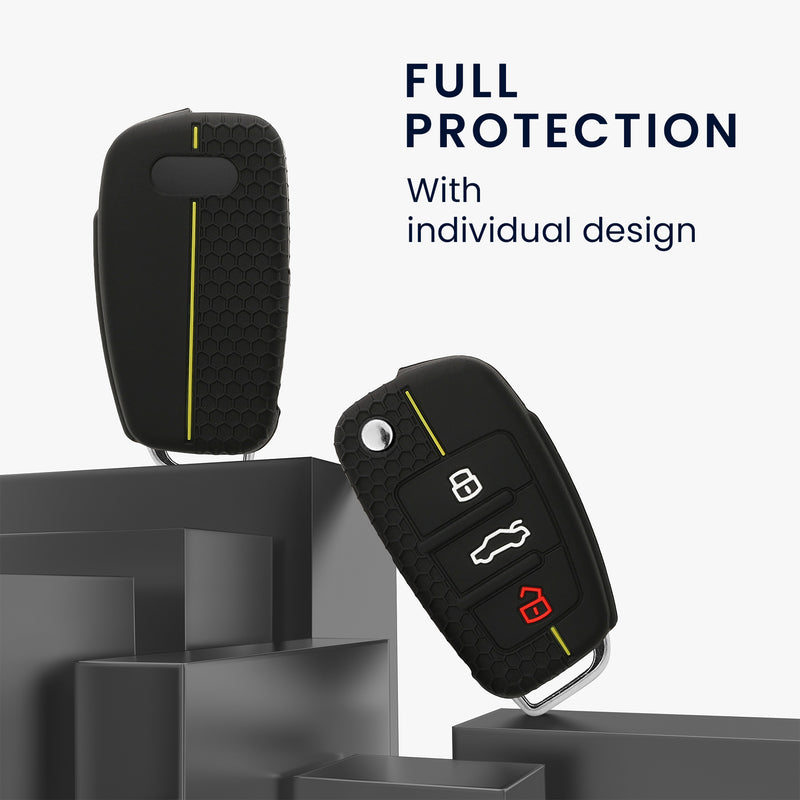 Audi 3-Button Flip Key Car Key Cover Honeycomb