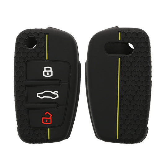 Audi 3-Button Flip Key Car Key Cover Honeycomb