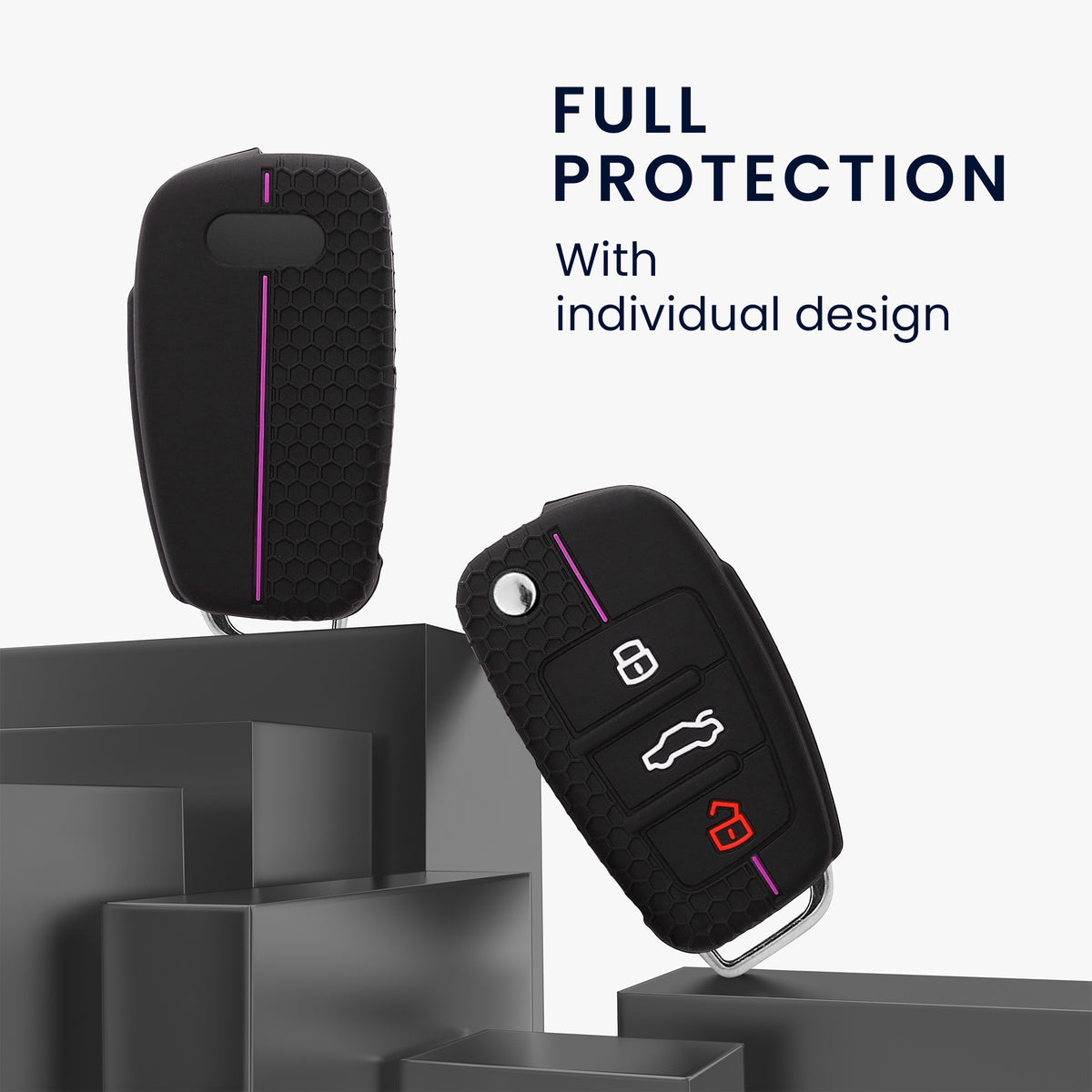 Audi 3-Button Flip Key Car Key Cover Honeycomb