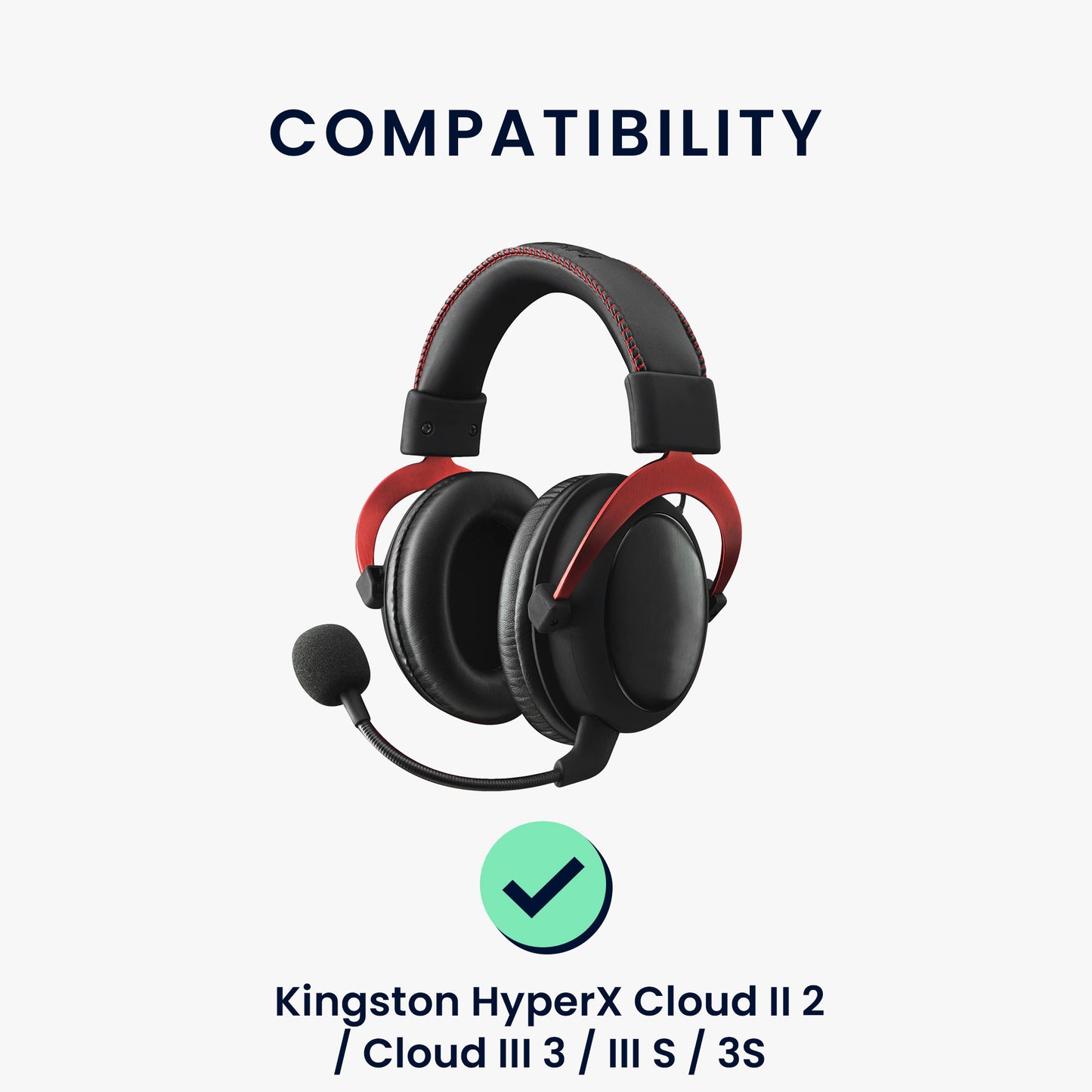 kwmobile Ear Pads for Kingston HyperX Cloud II / Cloud III / III S / 3S - Replacement Earpads - Headphone Spare Parts - Headphone Replacement Pads for Over Ear Headphones