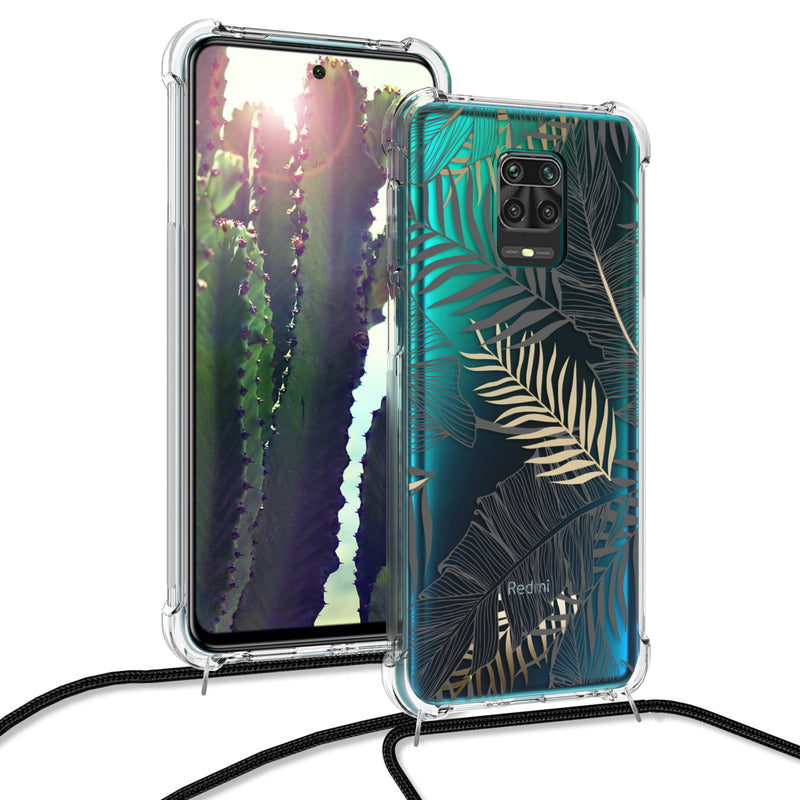 kwmobile Necklace Case compatible with Xiaomi Redmi Note 9S / 9 Pro / 9 Pro Max Case Silicone Cover with Lanyard Transparent Jungle