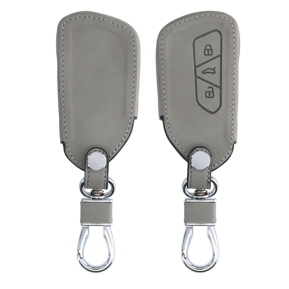 Faux Leather Car Key Cover for VW Golf 8 3-Button Grey
