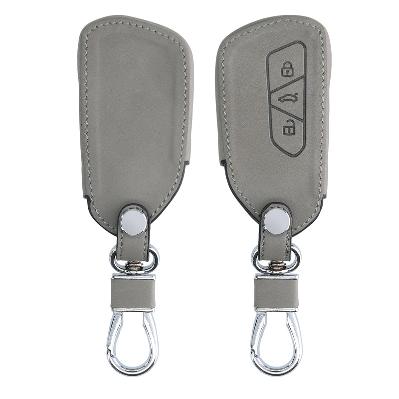 Faux Leather Car Key Cover for VW Golf 8 3-Button Grey