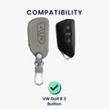 Faux Leather Car Key Cover for VW Golf 8 3-Button Grey
