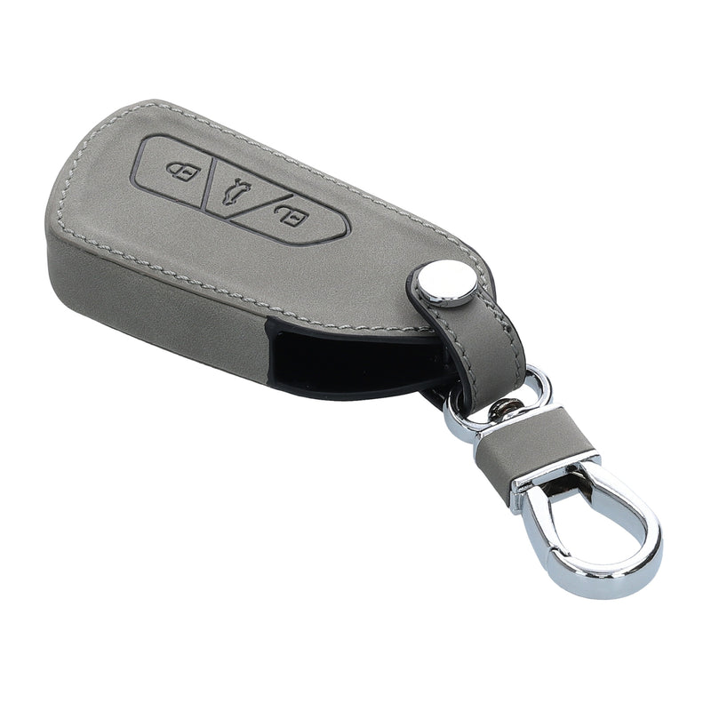 Faux Leather Car Key Cover for VW Golf 8 3-Button Grey