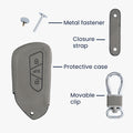 Faux Leather Car Key Cover for VW Golf 8 3-Button Grey