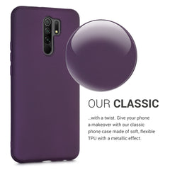 Xiaomi Redmi 9 Silikon Handyhülle Metallic Brombeere