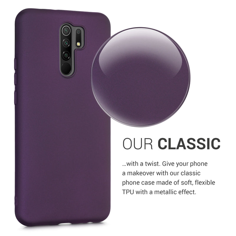 Xiaomi Redmi 9 Silikon Handyhülle Metallic Brombeere