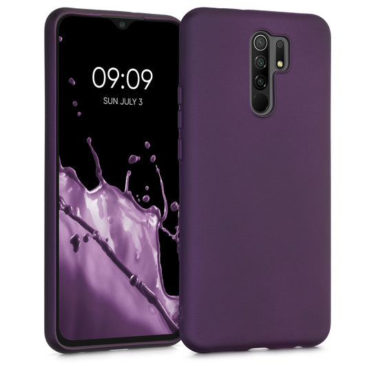 kwmobile Handyhülle für Xiaomi Redmi 9 Hülle - Silikon Case metallisch schimmernd - Schutzhülle Cover - Metallic Brombeere Metallic Brombeere  