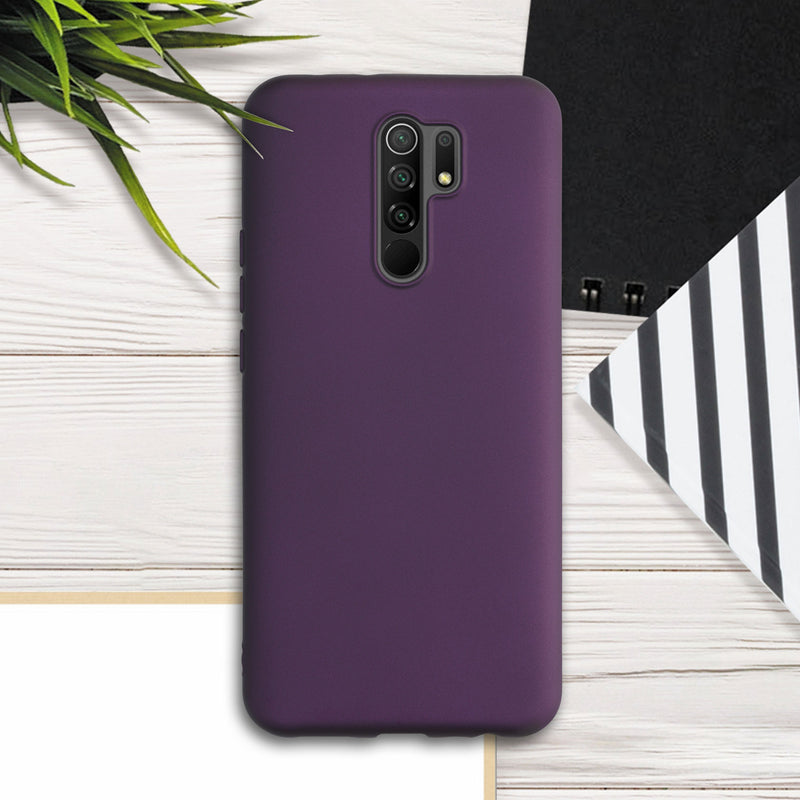 Xiaomi Redmi 9 Silikon Handyhülle Metallic Brombeere