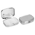 kwmobile 2x Edelstahl Tablettenbox mit 2 Fächern - 5,5 x 4 x 1,5cm - Pillendose klein Tablettendose - Tragbare Pillenbox Metall Medikamentenbox Dose in Silber Silber  [dsg01]