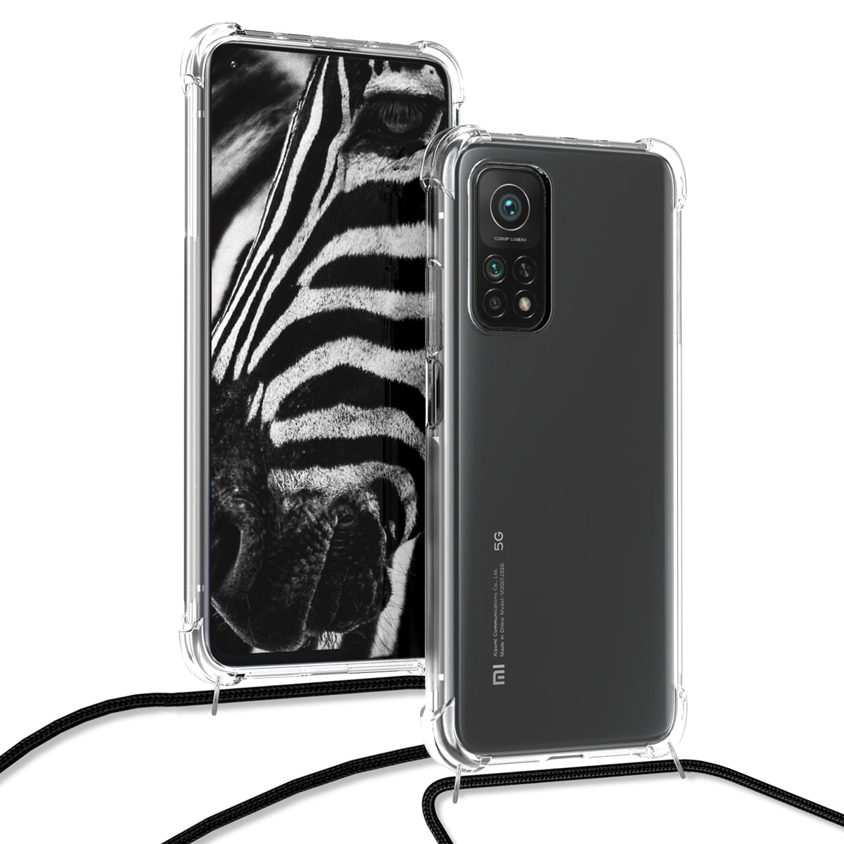 Xiaomi Mi 10T / Mi 10T Pro Silikon Handykette mit Band Schwarz