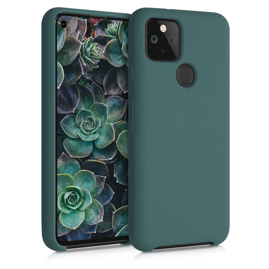 kwmobile Handyhülle für Google Pixel 5 Hülle - Case Silikon - Kabelloses Laden - Schutzhülle Cover in Blaugrün Blaugrün  