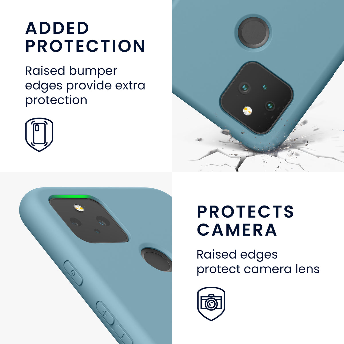 kwmobile Case Compatible with Google Pixel 5 - Rubberized Silicone Phone Case - Protective Cover for Wireless Charging - Case