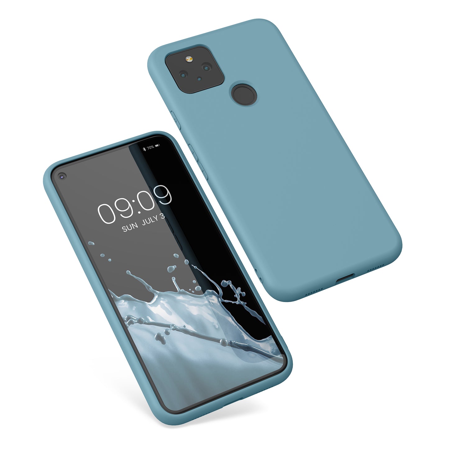 kwmobile Case Compatible with Google Pixel 5 - Rubberized Silicone Phone Case - Protective Cover for Wireless Charging - Case