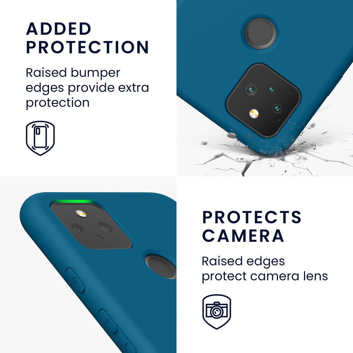 kwmobile Case Compatible with Google Pixel 5 - Rubberized Silicone Phone Case - Protective Cover for Wireless Charging - Case