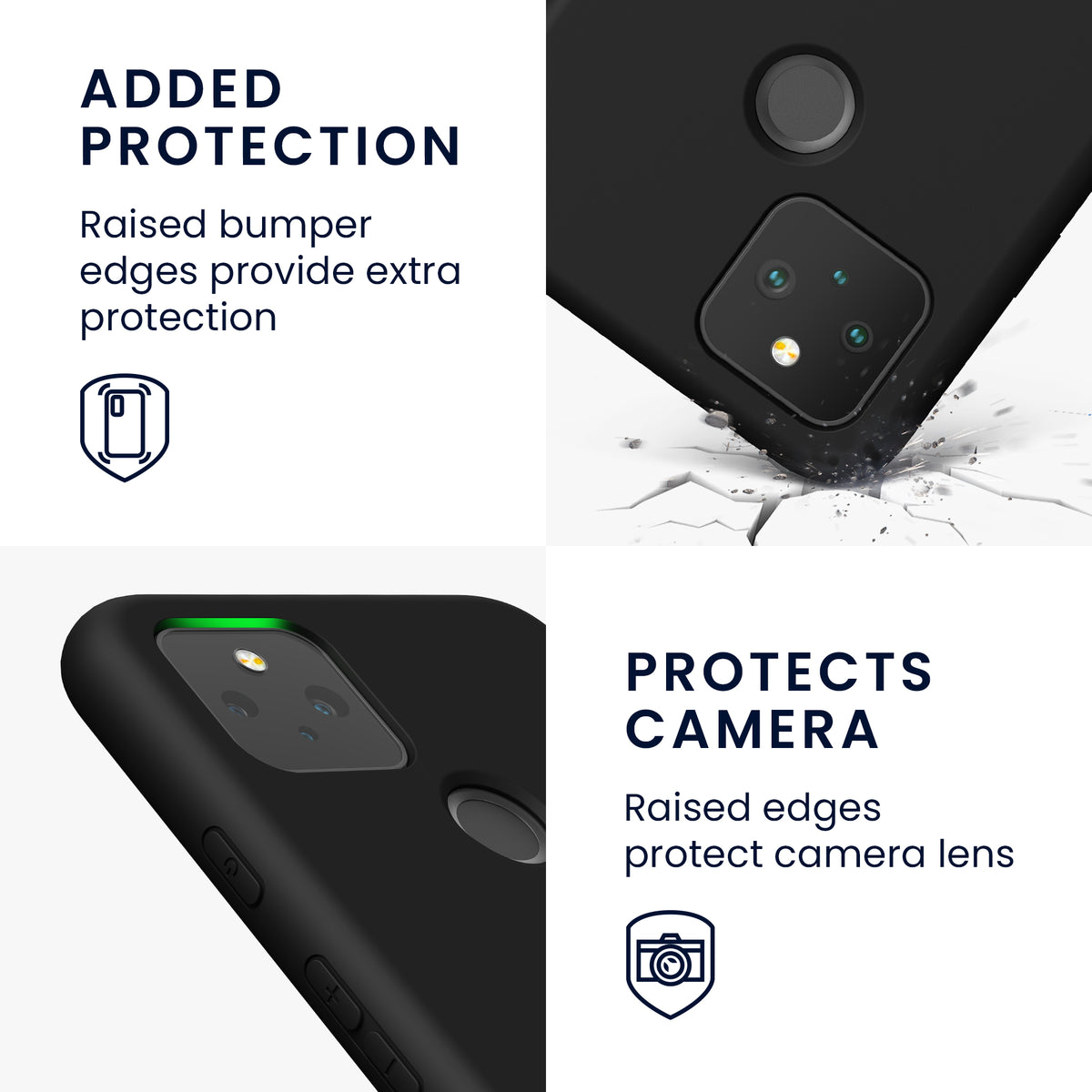 kwmobile Case Compatible with Google Pixel 5 - Rubberized Silicone Phone Case - Protective Cover for Wireless Charging - Case