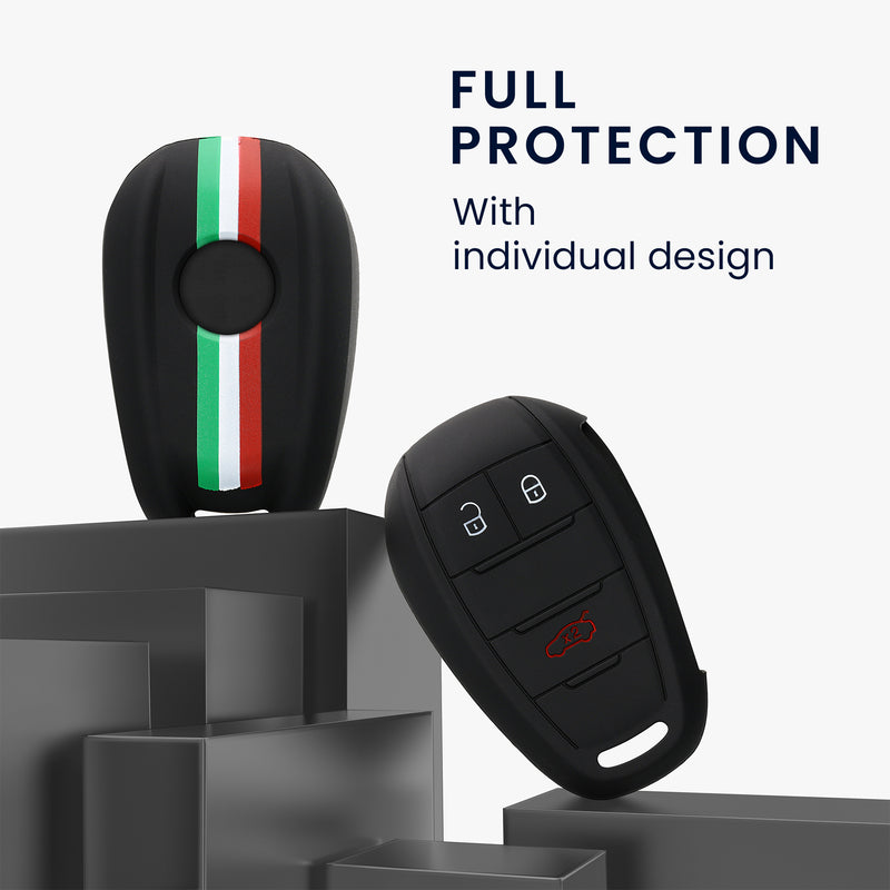 kwmobile Car Key Cover compatible with Alfa Romeo 3-Button Smart Key - Key Fob Cover Italy Stripes Black