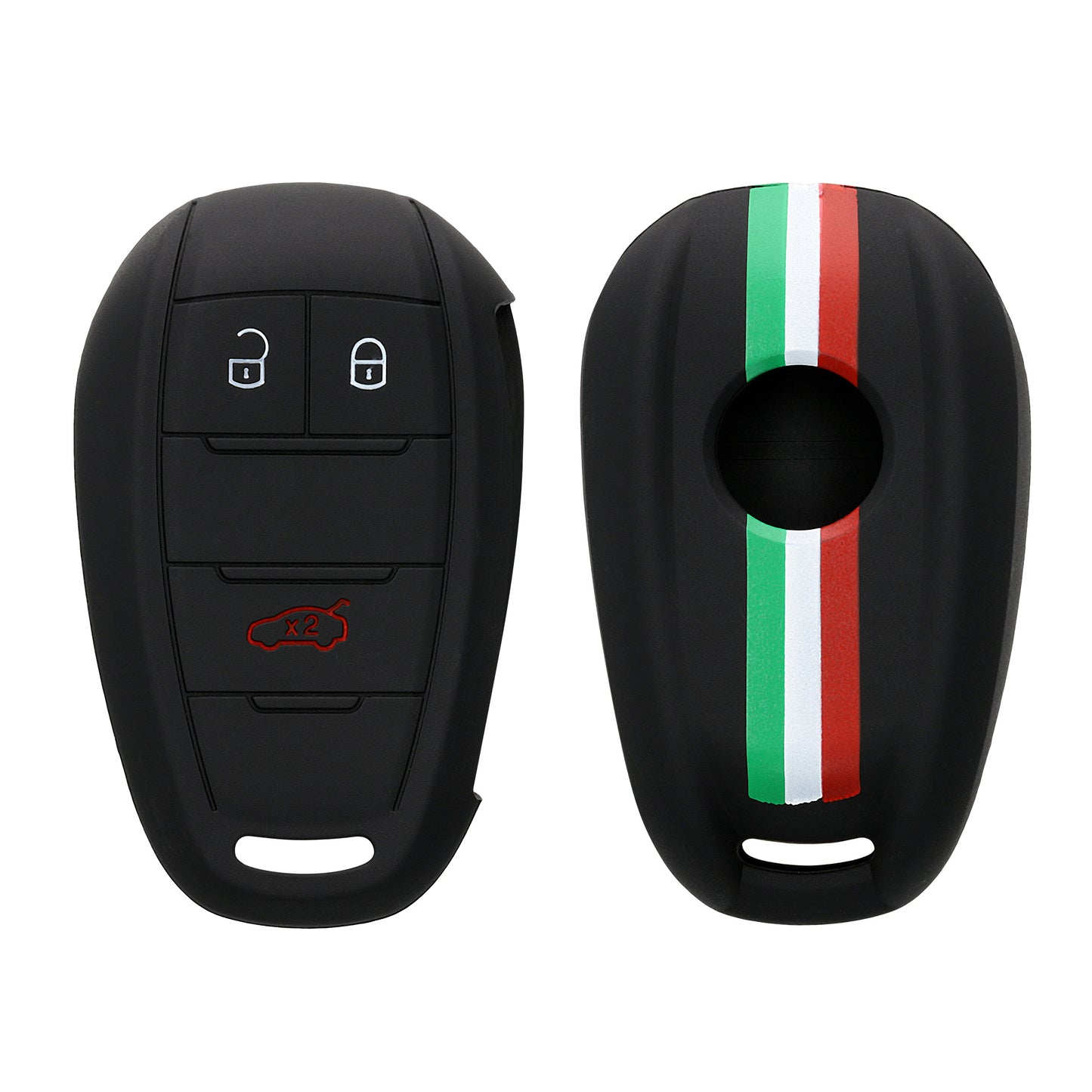 kwmobile Car Key Cover compatible with Alfa Romeo 3-Button Smart Key - Key Fob Cover Italy Stripes Black