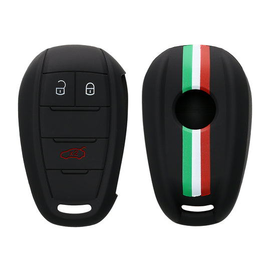 kwmobile Car Key Cover compatible with Alfa Romeo 3-Button Smart Key - Key Fob Cover Italy Stripes Black
