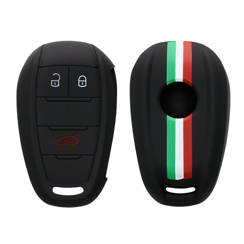 kwmobile Car Key Cover compatible with Alfa Romeo 3-Button Smart Key - Key Fob Cover Italy Stripes Black