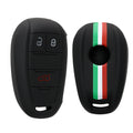 kwmobile Car Key Cover compatible with Alfa Romeo 3-Button Smart Key - Key Fob Cover Italy Stripes Black