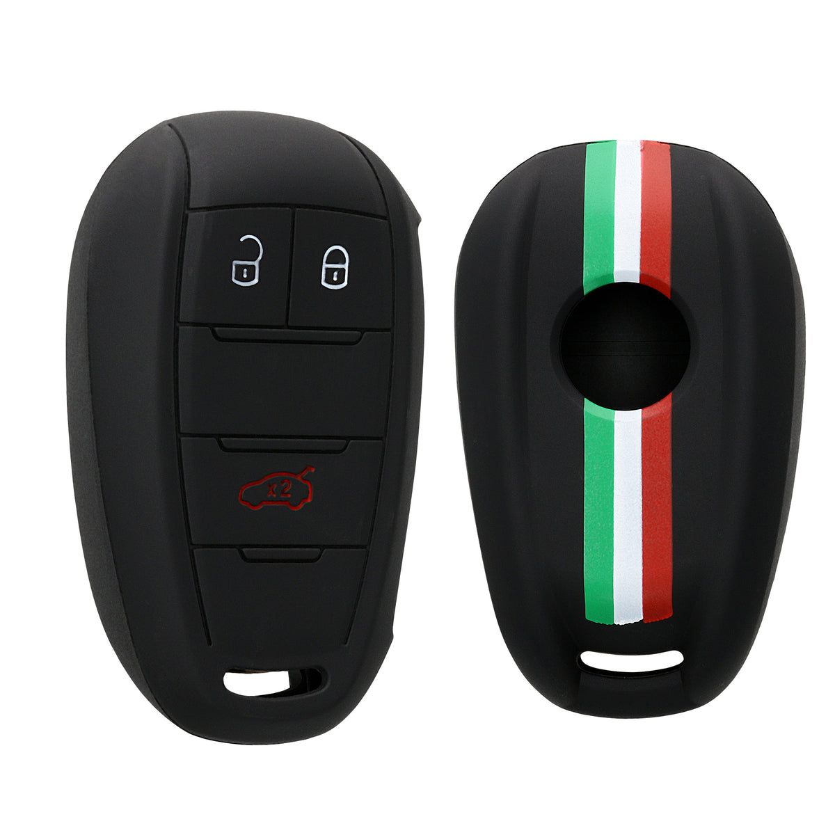 kwmobile Car Key Cover compatible with Alfa Romeo 3-Button Smart Key - Key Fob Cover Italy Stripes Black
