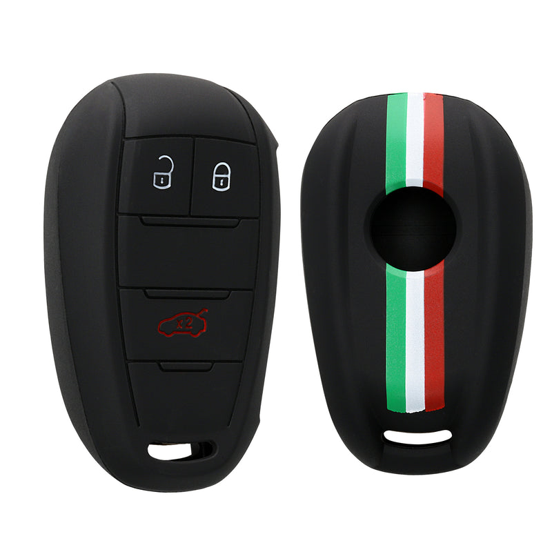 kwmobile Car Key Cover compatible with Alfa Romeo 3-Button Smart Key - Key Fob Cover Italy Stripes Black