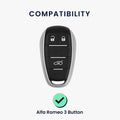 kwmobile Car Key Cover compatible with Alfa Romeo 3-Button Smart Key - Key Fob Cover Italy Stripes Black