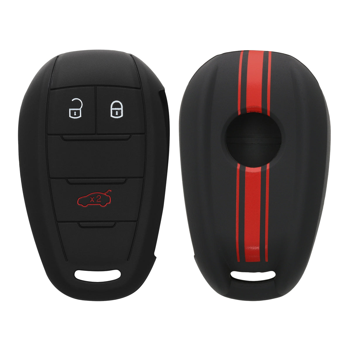 kwmobile Car Key Cover compatible with Alfa Romeo 3-Button Smart Key - Key Fob Cover Italy Stripes Black