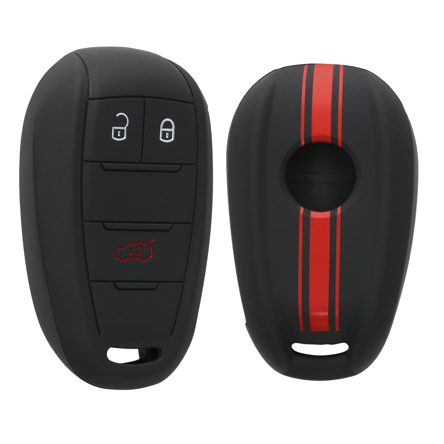 kwmobile Car Key Cover compatible with Alfa Romeo 3-Button Smart Key - Key Fob Cover Italy Stripes Black