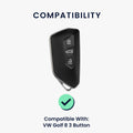 kwmobile Car Key Cover Compatible with VW Golf 8 3-Button Car Key - Silicone Cover