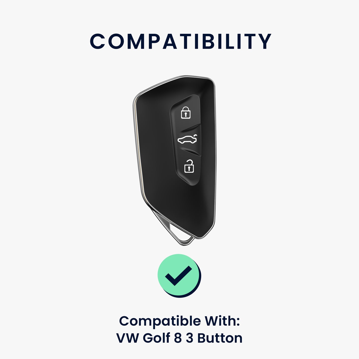 kwmobile Car Key Cover Compatible with VW Golf 8 3-Button Car Key - Silicone Cover