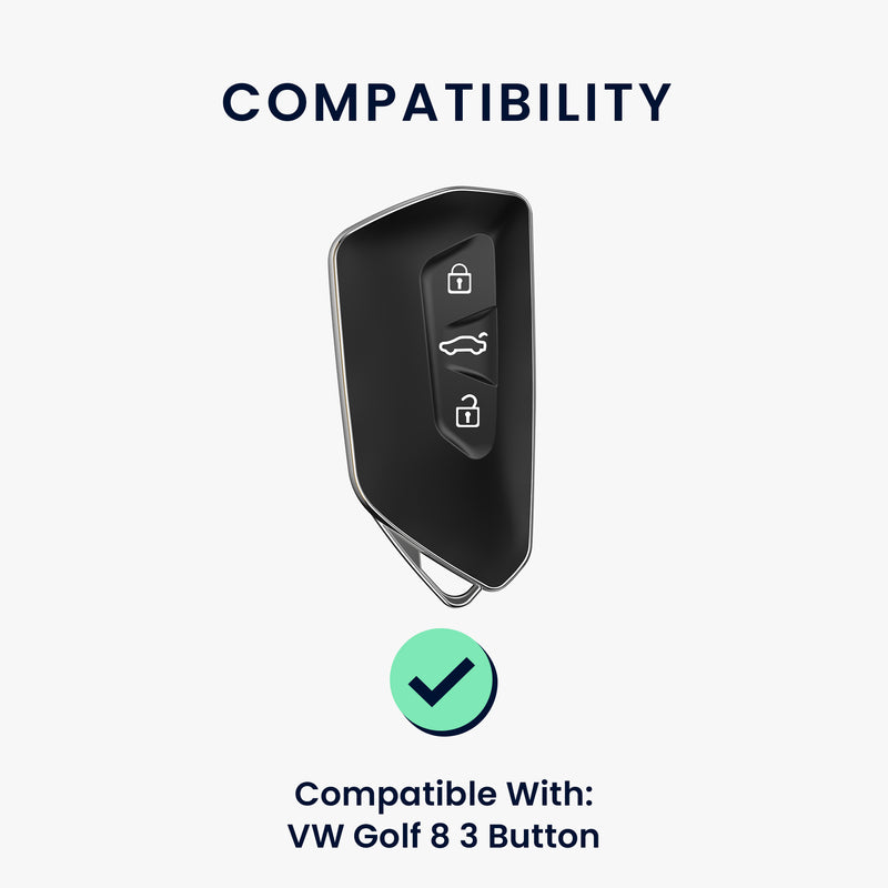 kwmobile Car Key Cover Compatible with VW Golf 8 3-Button Car Key - Silicone Cover