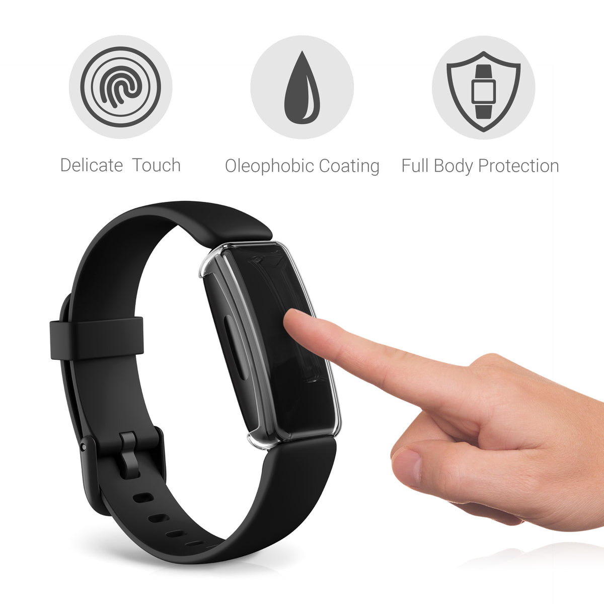 kwmobile Protective Case for Fitbit Inspire 3 / Inspire 2 / Ace 3 Full Body Display Cover Set